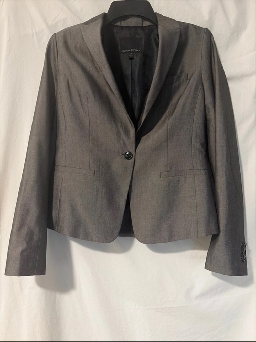Banana Republic Gray Blazer Jacket Women's Size 0 Notch Lapel Lined